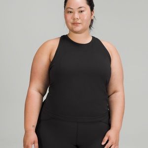 Lululemon swiftly tech high neck tank 2.0 race length black size 12 ladies